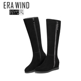 时代风/Era Wind 2016新款时尚女鞋 圆头内增高侧拉链长靴E57229