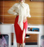 2016春夏最新款半身裙包臀裙韩版中长裙高腰半裙ol开叉包裙一步