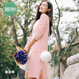 天使之城2016春季新款甜美提花针织纯色长款针织开衫女装62150762