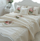 韩国代购韩式花边田园纯棉空调被薄被夏用被床上用品1米8四件套件