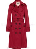 Burberry London 女士红色羊绒双排扣风衣/OME51204795