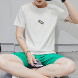 2016新款夏天男士韩版贴标短袖t恤学生纯色日系港风体恤学生潮流