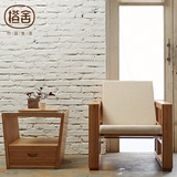 橙舍 创意原竹布艺单人沙发可拆洗椅垫时尚北欧简约休闲沙发椅子