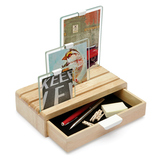 加拿大umbra斯莱德桌面相框 实木抽屉收纳多功能组合相片架首饰盒