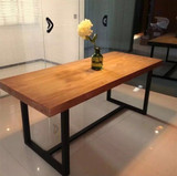 美式铁艺复古实木大板桌面仿古餐桌会议桌办公桌工作台电脑桌长桌