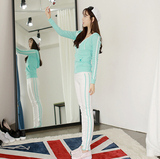 韩国东大门新款修身女运动服套装休闲开衫卫衣健身长裤两件套夏薄