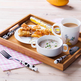 一人食餐具碗具家用韩式陶瓷器卡通西餐骨瓷简约碗盘碗碟碗筷套装
