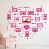可移除粉色贴纸卧室温馨浪漫房间装饰品创意组合相框照片墙贴
