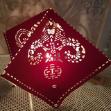 结婚礼物婚房布置装饰台灯创意手工剪纸工艺红色喜字喜帕造型灯
