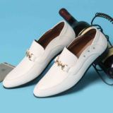 春季韩版男士白色潮流发型师尖头皮鞋青少年英伦风商务休闲鞋子