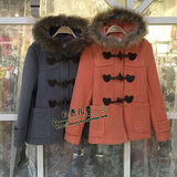2015小熊维尼冬季新款专柜正品品质短款毛领羊毛大衣呢外套女代购