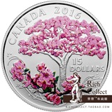 现货 加拿大2016年春之祭樱花盛放彩色精制银币