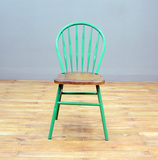 LOFT美式乡村家具复古餐椅铁艺实木餐桌椅靠背孔雀椅剑背椅子特价