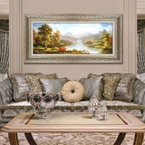 现代欧式古典山水风景横幅客厅沙发背景墙装饰画有框大幅壁画挂画