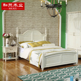 美式乡村白色实木床白蜡木床双人床实木床做旧床儿童床1.81.5大床