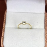 韩国进口正品黄金14K戒指尾戒 锆石指环镶钻细款女士戒指首饰钻戒
