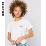 PullAndBear 女士PARADISE COVE BEACH字母刺绣T恤 09244334