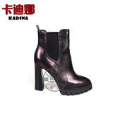 哈森/ kadina卡迪娜专柜正品2015牛皮女短靴女单靴子高跟KA53030