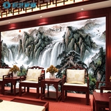 中式水墨风景画墙纸 客厅卧室书房背景壁纸 山水画3D立体大型壁画