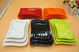 彩色A5高档仿瓷餐具长方形盘密胺盘子菜肉盘塑料青菜凉菜盘火锅盘