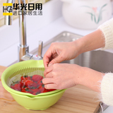日本进口sanada厨房双层洗菜篮水果篮子塑料洗菜盆沥水篮萝筐套装