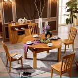 全实木餐桌圆形餐桌椭圆纯实木餐台折叠餐桌变形餐桌伸缩功能