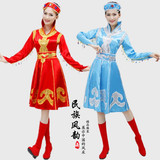 新款蒙古族演出服少数民族舞台表演服饰 女款蒙古族裙袍舞蹈服装