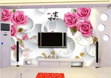 无缝墙布3D玫瑰花玉雕家和大型壁画圈圈壁纸客厅卧室沙发背景墙纸