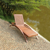 【弧脚躺椅】庭院室外花园户外折叠实木躺椅防腐木阳台休闲躺椅