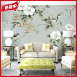 中式古典玉兰花3D客厅卧室电视背景墙纸壁纸复古花鸟无缝大型壁画