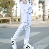 青少年韩版长裤子男裤春季白色小脚裤男士休闲裤非主流修身款潮裤