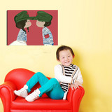 diy数字油画特价 手绘填色客厅儿童抽象人物装饰画 40*50 红领巾