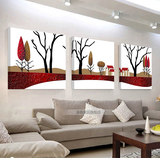 客厅装饰画现代简约三联无框画挂画沙发背景墙画壁画抽象田园风景