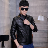 2016春季男士皮衣外套 韩版潮流修身立领青少年休闲短款男外套