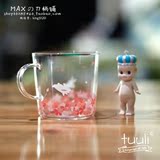 包邮Tuuli和风动物无铅耐热樱花玻璃杯原创手工果汁奶茶杯子带盖