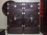 仙游红木古典家具/印度小叶紫檀华年檀雕顶箱柜一对/实木储藏柜