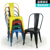 美式新款铁艺餐椅子靠背椅多彩个性时尚复古做旧冷饮奶茶店餐厅椅