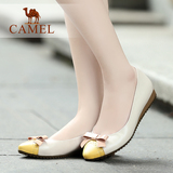 Camel骆驼女鞋 清新甜美真皮小圆头低跟单鞋 秋