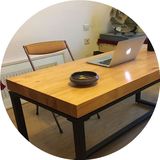 欧美式铁艺复古书桌餐桌防锈做旧办公桌长实木写字台会议桌电脑桌