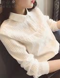 綾依阁2016夏装新款白色衬衫女时尚休闲打底长袖修身内搭外穿POLO