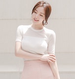 夏季女装韩国正品代购性感薄款修身显瘦弹力短袖针织衫打底T恤
