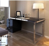 书桌 黑色钢琴烤漆书桌 不锈钢电脑桌 时尚现代办公桌写字台特价