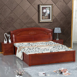 全实木床 橡木床1.5米1.8米双人床PK水曲柳床 高箱气压床中式婚床