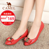 【热卖】Camel骆驼女鞋 时尚优雅 羊皮蝴蝶结小圆头低跟单鞋