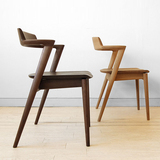 北欧宜家简约休闲椅日式橡木全实木椅客厅咖啡厅扶手椅子软包布艺