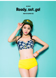 韩国夏季新款可爱温泉沙滩装比基尼高腰复古泳衣