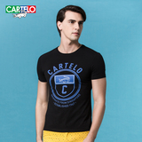 cartelo鳄鱼2015修身男式纯色棉运动圆领t恤 休闲男士短袖T恤衫潮