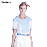 Five Plus新女装气质清新雪纺拼接圆领短袖衬衫衬衣2142013320