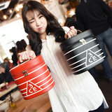 韩国圆筒桶化妆包条纹3CE定型化妆箱外出旅游洗漱收纳包袋大容量