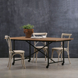 北欧宜家简约复古长方桌 创意铁艺实木4人餐桌LOFT工业风桌子定制